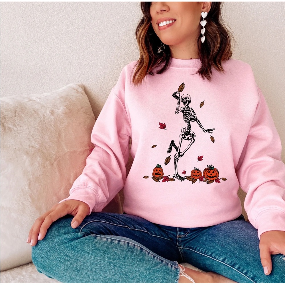 Halloween 🎃 Skeleton Pink Sweatshirt